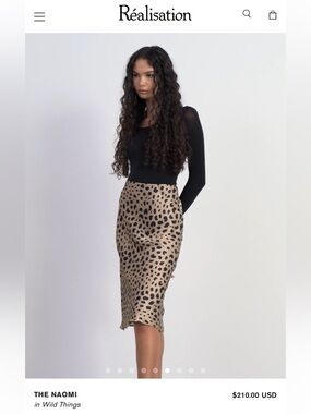 Réalisation Par Naomi Wild Things Silk Leopard Print Midi Slip Skirt XS 90s
